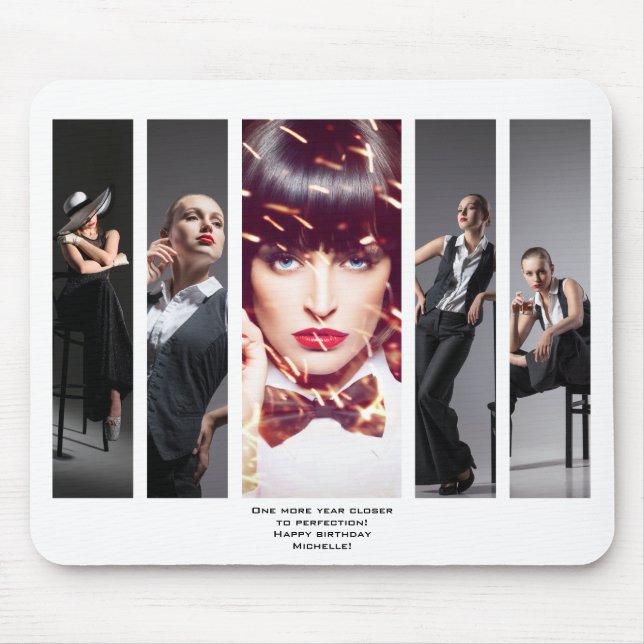 Modern Glamour Retro Style Portfolio Photo Collage Mouse Pad (Front)