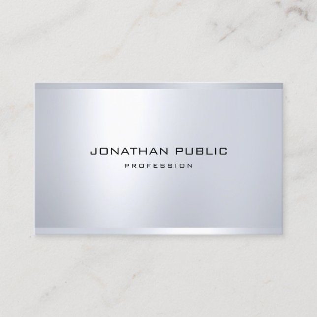 Modern Glamour Silver Look Elegant Simple Plain Business Card (Front)