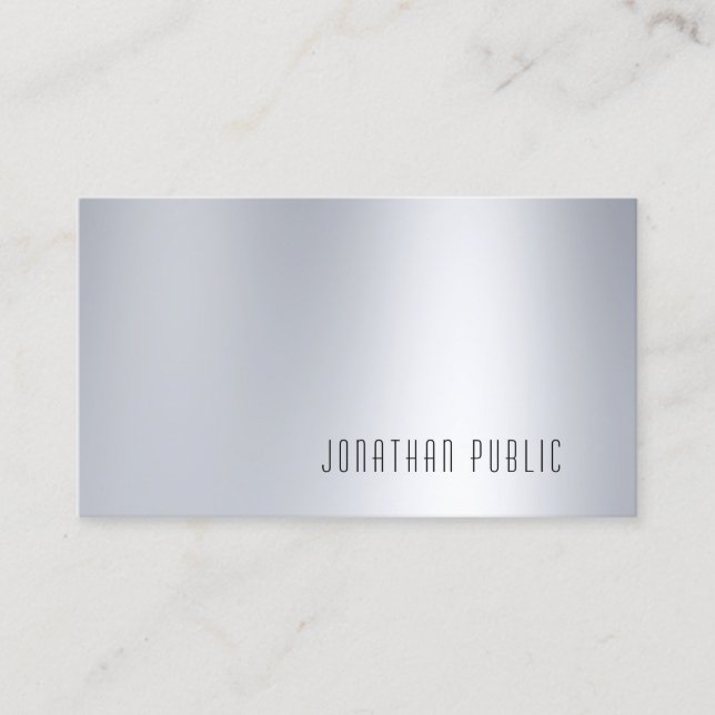 Modern Glamour Silver Look Professional Minimalist Business Card (Front)