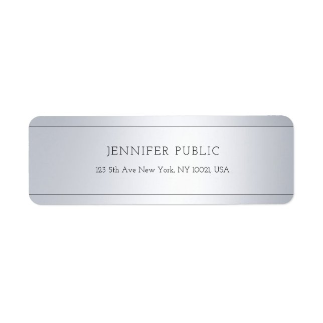 Modern Glamour Silver Stylish Return Address Label (Front)