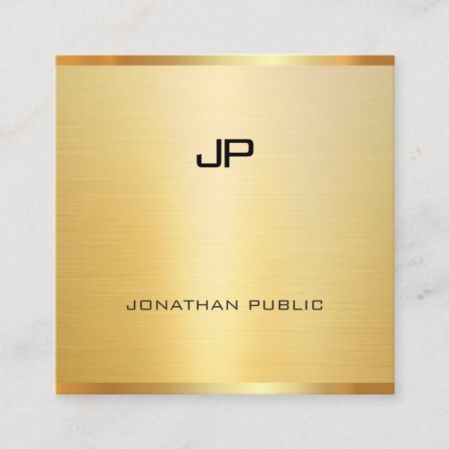 Modern Glamourous Faux Gold Professional Elegant Square Business Card (Front)