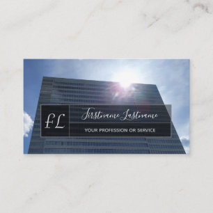 Modern glass facade office building monogram busin business card