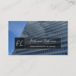 Modern glass facade office building monogram business card