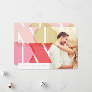 Modern Glass Pink XOXO Valentine's Day Photo Card