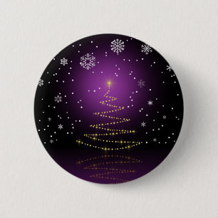 Modern Gleamy Christmas Tree 6 Cm Round Badge