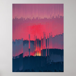 Modern Glitch Horizon Wall Art