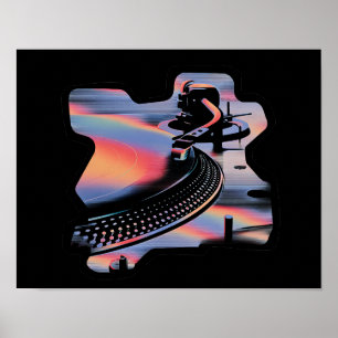 Modern Glitch Style Turntable – Colorful Design Poster