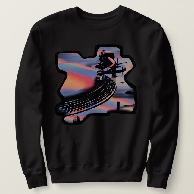 Modern Glitch Style Turntable – Colorful Design Sweatshirt (Design Front)