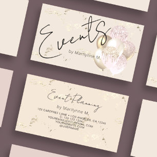 Modern Glitter Balloons Cream Business Card