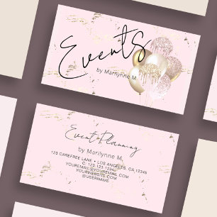 Modern Glitter Balloons Pink Business Card