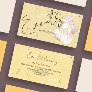Modern Glitter Balloons Yellow Business Card