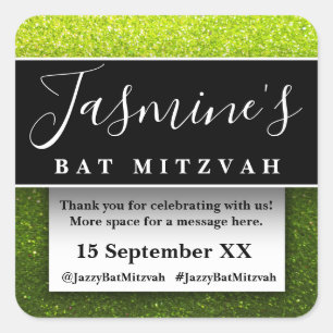 Modern Glitter Birthday Party Favours Thank You Square Sticker