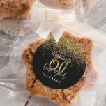 Modern glitter black and gold 60th birthday classic round sticker<br><div class="desc">Modern glitter black and gold 60th birthday gift favour decor sticker. Part of an elegant stylish collection.</div>