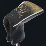 Modern glitter black and gold 60th birthday golf head cover<br><div class="desc">Modern glitter black and gold 60th birthday gift. Part of a elegant stylish collection.</div>