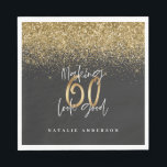 Modern glitter black and gold 60th birthday napkin<br><div class="desc">Modern glitter black and gold 60th birthday gift. Part of a elegant stylish collection.</div>