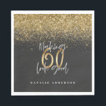 Modern glitter black and gold 60th birthday napkin<br><div class="desc">Modern glitter black and gold 60th birthday gift. Part of a elegant stylish collection.</div>