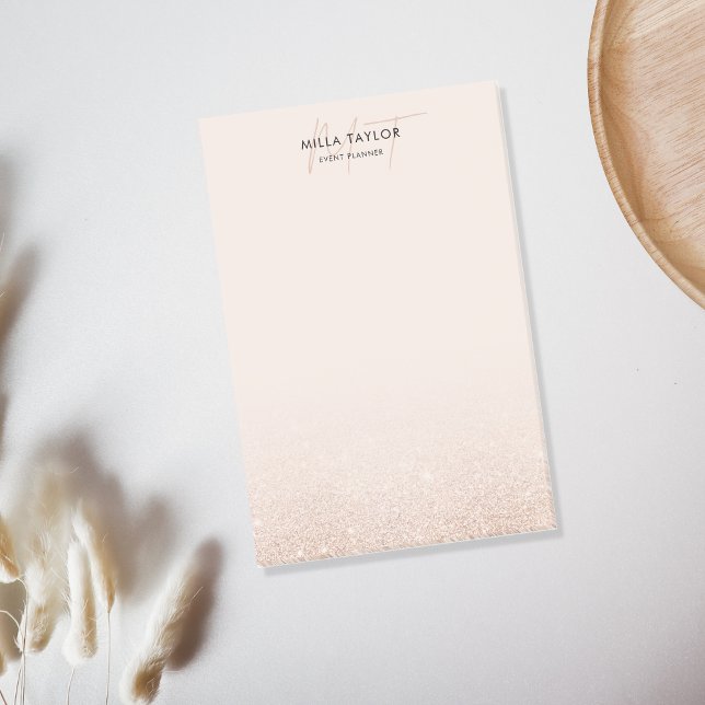 Modern Glitter Blush Pink Monogram Feminine Logo Post-it Notes (Creator Uploaded)