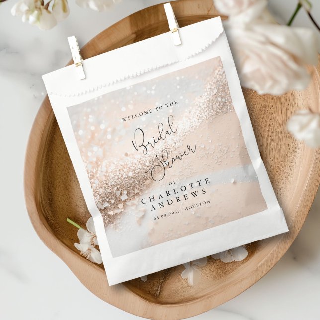 Modern, glitter Bridal Shower Favour Bag (Modern, glitter Bridal Shower Favor Bag with your name and bag.)