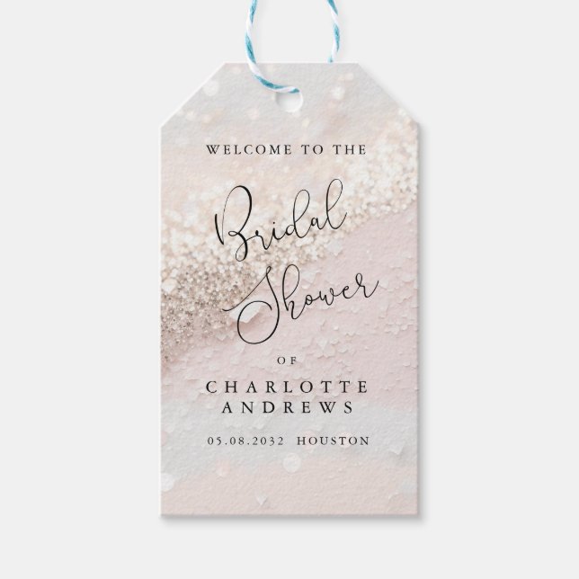 Modern, glitter Bridal Shower Gift Tags (Front)