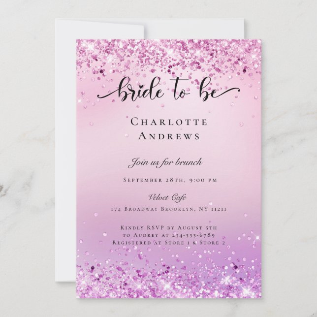 Modern, Glitter Bride to be Einladung Invitation (Front)