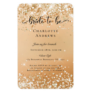 Modern, Glitter Bride to be Einladung Magnet