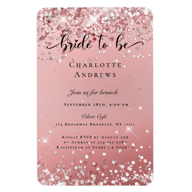 Modern, Glitter Bride to be Einladung Magnet (Vertical)