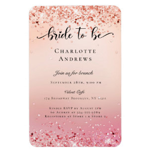 Modern, Glitter Bride to be invited Magnet