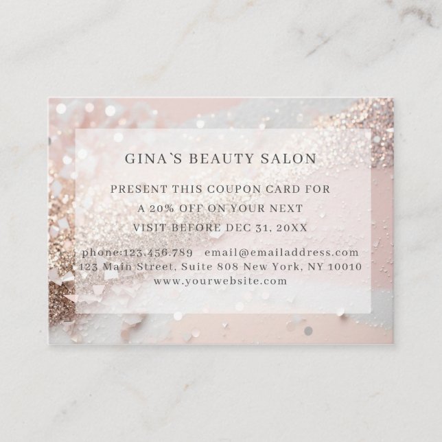Modern, glitter discount card (Front)
