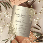 Modern Glitter Drips Champagne Gold  Sweet 16 Invitation<br><div class="desc">A modern,  chic and glamourous Sweet 16 with glitter drips on a champagne background.</div>