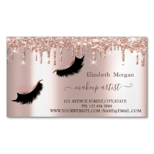 Modern Glitter Drips Faux Lashes,Makeup Artist Magnetic Business Card