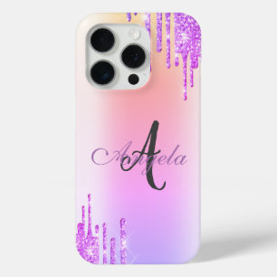Modern Glitter Drips,Ombre,Monogram  iPhone 15 Pro Case