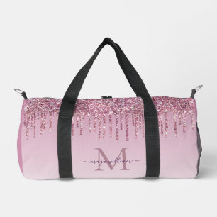 Modern Glitter Drips Personalised Monogram Name  Duffle Bag
