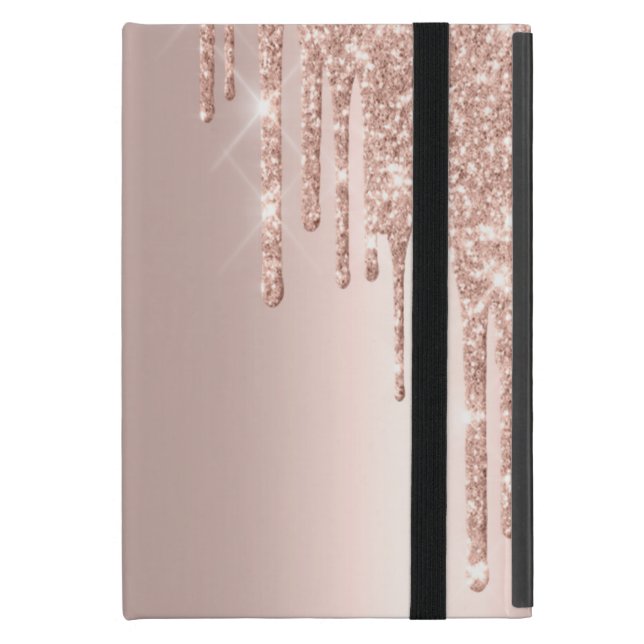 Modern Glitter Drips Rose Gold Case For iPad Mini (Front Closed)