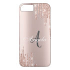 Modern Glitter Drips Rose Gold,Monogram