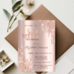 Modern Glitter Drips Rose Gold  Sweet 16 Invitation<br><div class="desc">A modern,  chic and glamourous Sweet 16 with glitter drips on a rose gold background.</div>