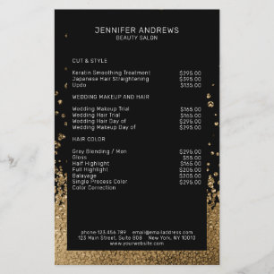 Modern Glitter Drop Gold Black Flyer