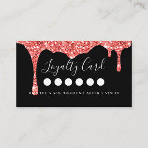Modern Glitter Drop Salon & Spa Loyalty Business Card