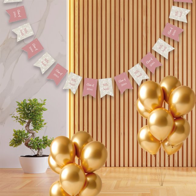 Modern Glitter Dusty Pink Graduation  Bunting (Creator Uploaded)