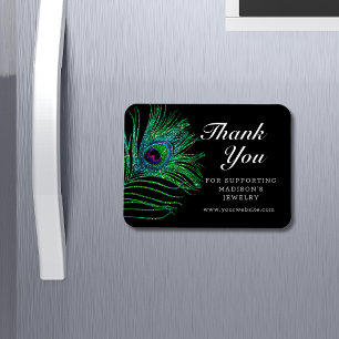 Modern Glitter Feather Boho Chic Thank You Magnet
