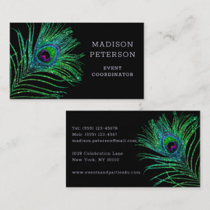 Modern Glitter Feather Event Coordinator Planner Business Card