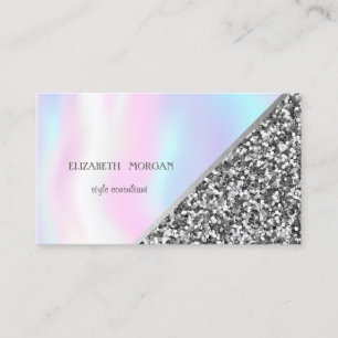 Modern Glitter, Geometric,Abstract Holographic Business Card