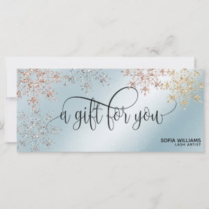 Modern Glitter Gold Certificate Gift Card Snow