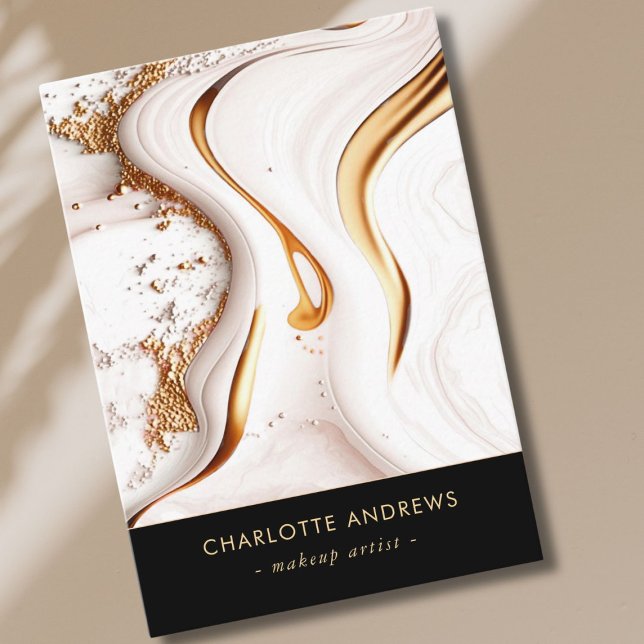 Modern Glitter Gold Marble Salon Business Card (Modern Glitter Gold Marble Salon Business Card)