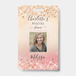 Modern Glitter Gold-Rosegold (Imitate) Badge ID Badge