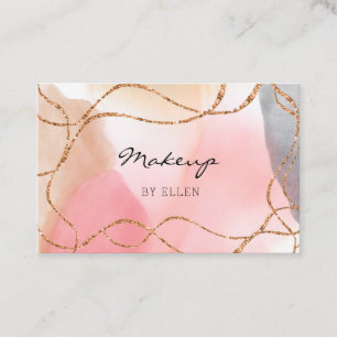 Modern Glitter Gold Watercolor Salon Business Card
