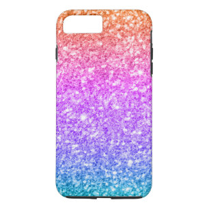 Modern Glitter Gradient Print-Blue Pink & Amber iPhone 8 Plus/7 Plus Case