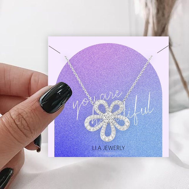 Modern Glitter Handmade Jewellery Necklace Display Square Business Card (Creator Uploaded)