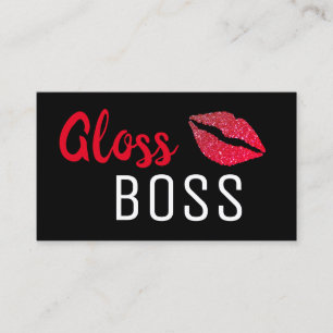 Modern Glitter Lip Gloss Boss Makeup Business Card