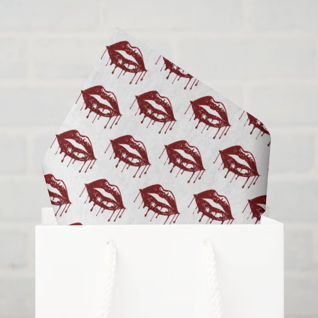 Modern Glitter Lips Valentine Pattern Tissue Paper (Gift Bag)
