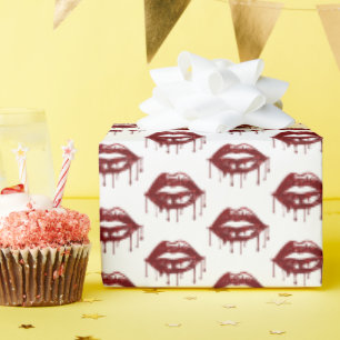 Modern Glitter Lips Valentine Pattern Wrapping Paper